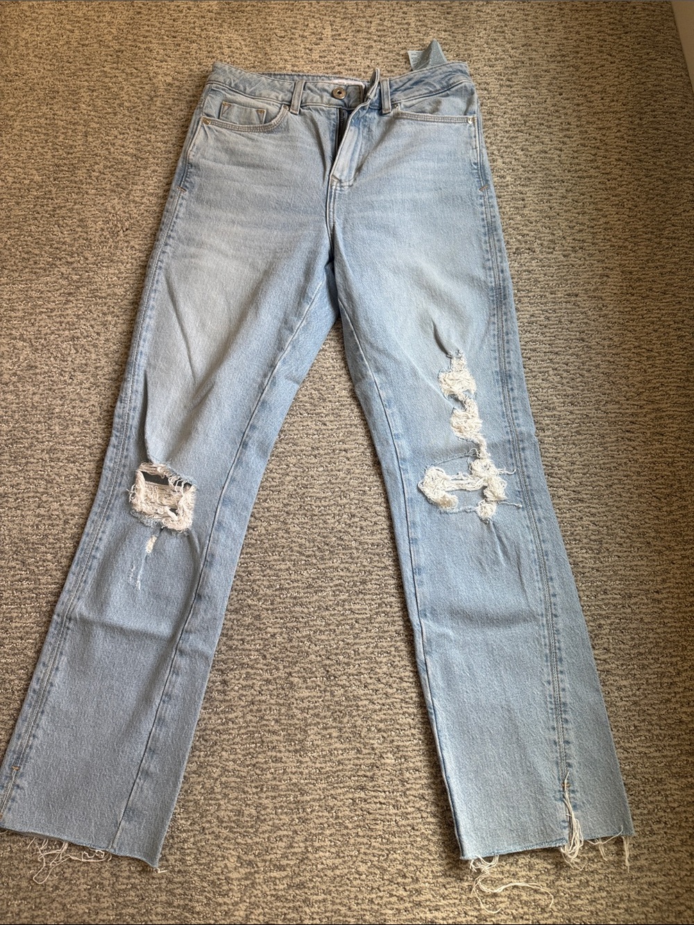 Zara Light Blue Distressed Women's Jeans